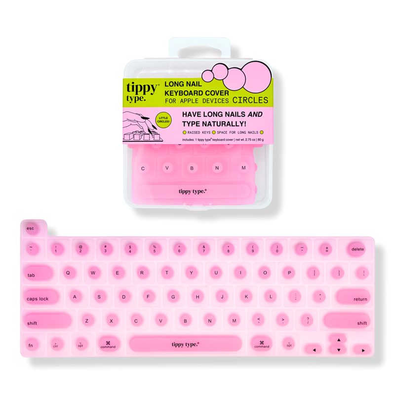 Long Nail Keyboard Cover for Apple - Circles - Cotton Candy Pink