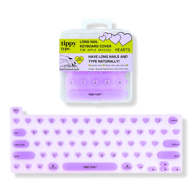Long Nail Keyboard Cover for Apple - Hearts - Violet Haze
