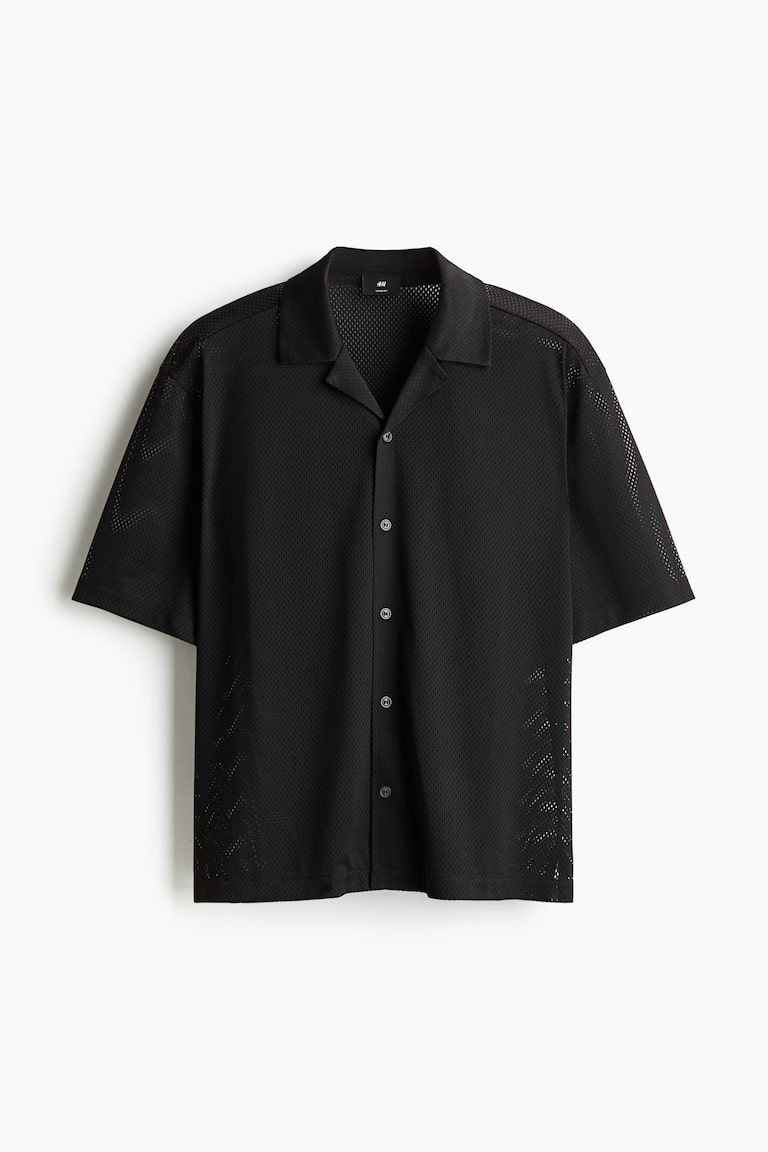 Loose-Fit Mesh Resort Shirt