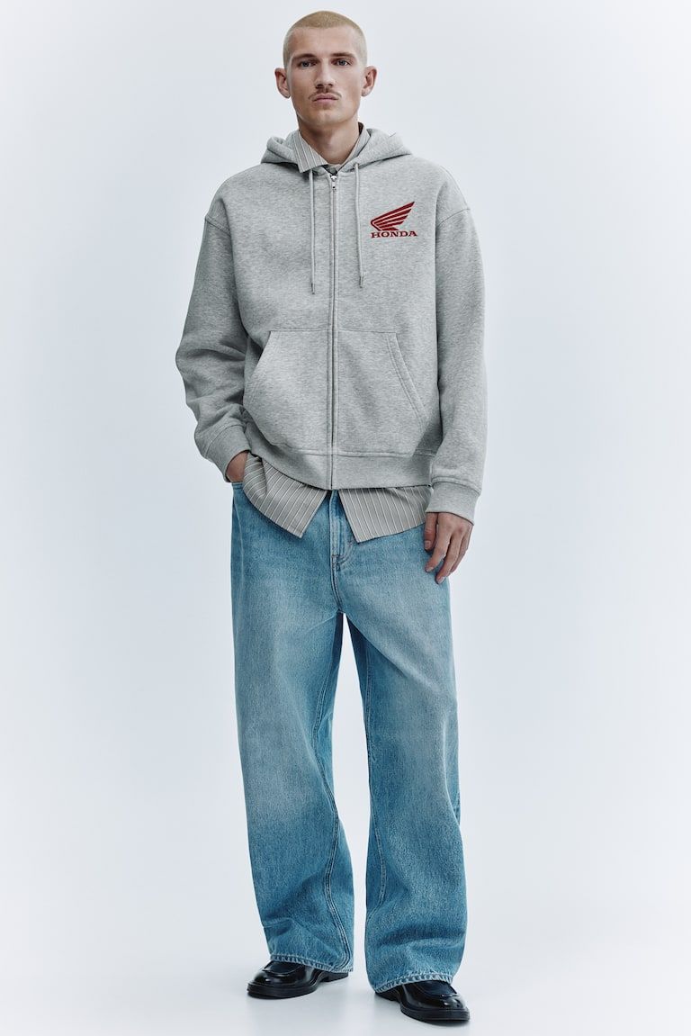 Loose-Fit Printed Hooded Jacket