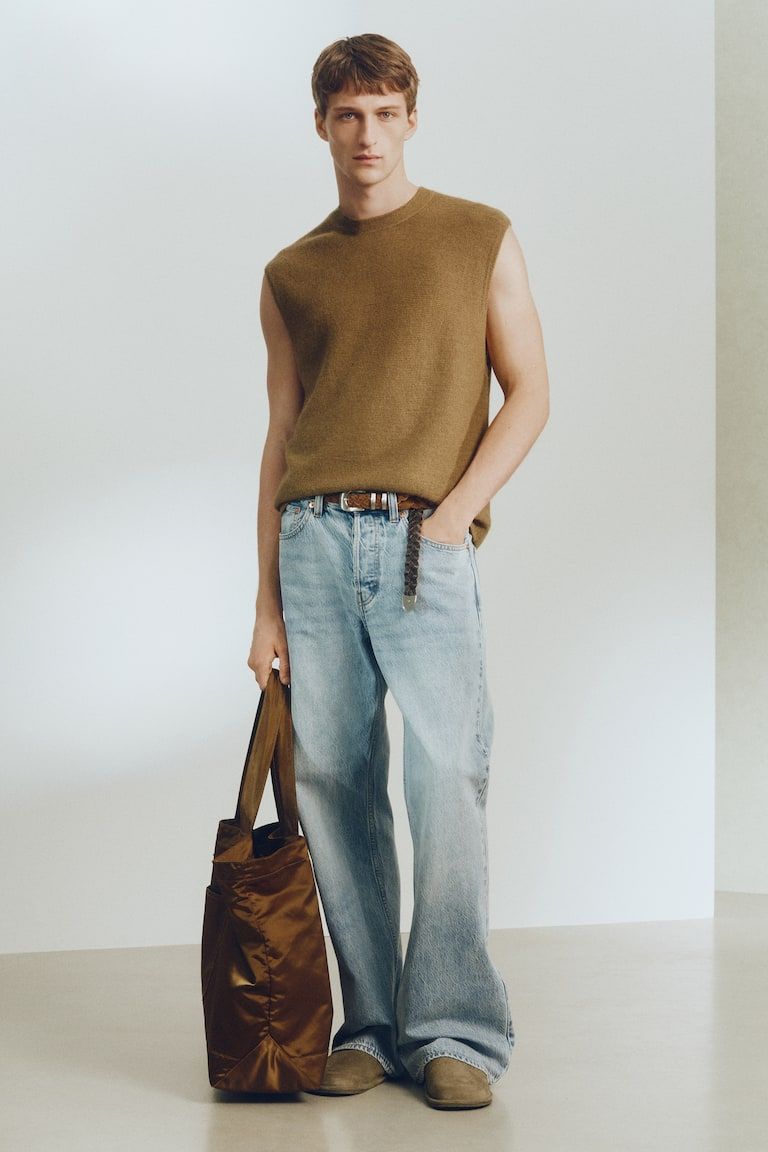 Loose-Fit Purl-Knit Sweater Vest