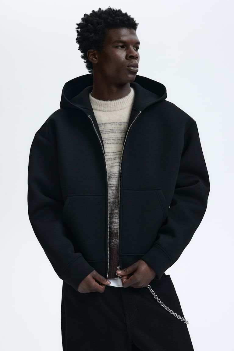 Loose-Fit Scuba Hooded Jacket