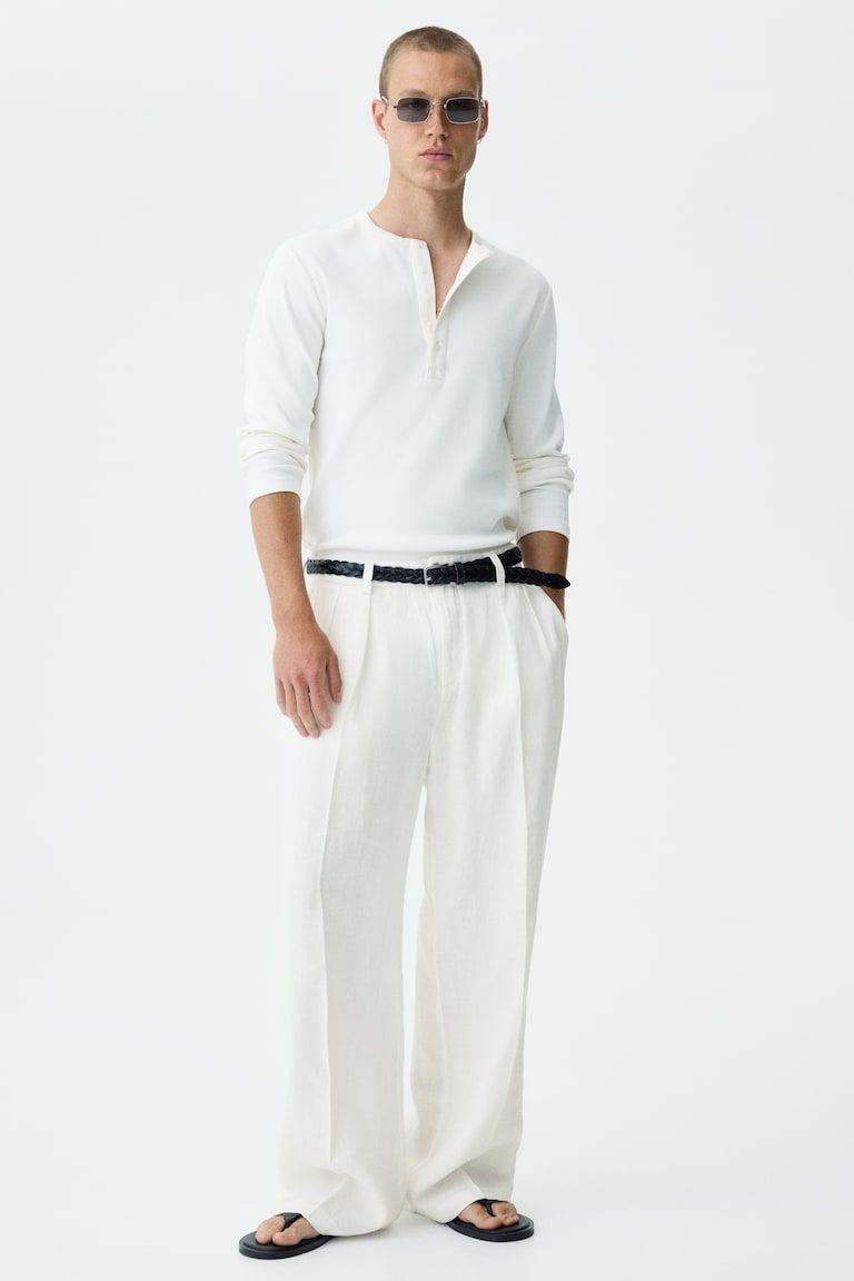 Loose-Fit Wide-Leg Linen Pants