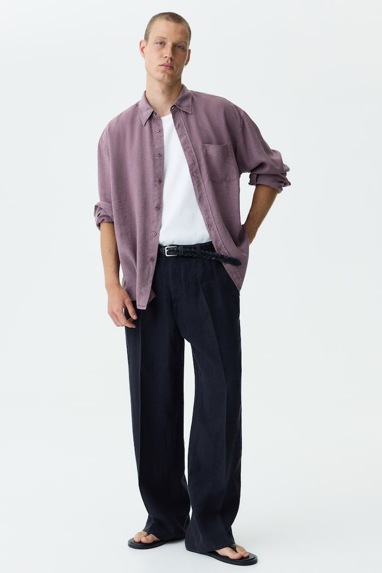 Loose-Fit Wide-Leg Linen Pants