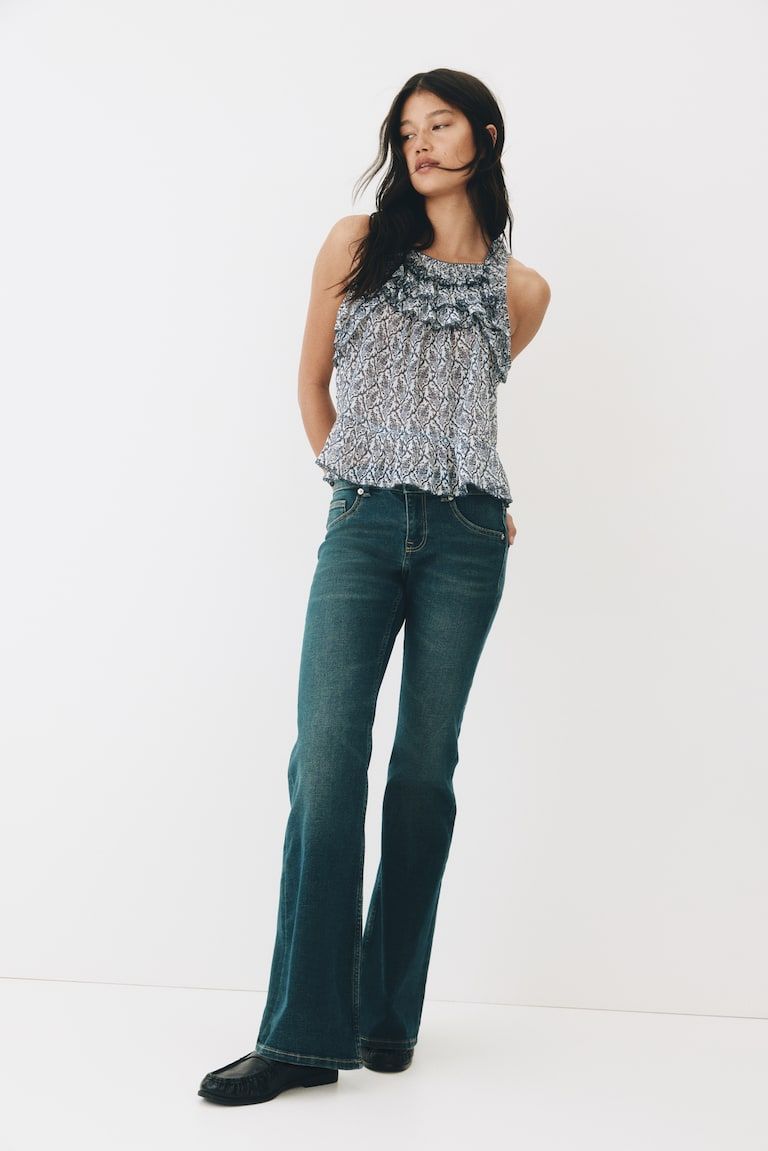 Low Rise Flared Leg Jeans