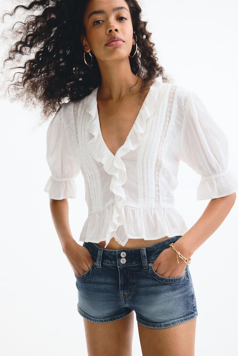 Low-Waist Mini Denim Shorts