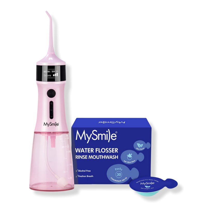 LP221 Cordless UVC Sterilizable Water Flosser with Mouthwash Pods Bundle - Pink