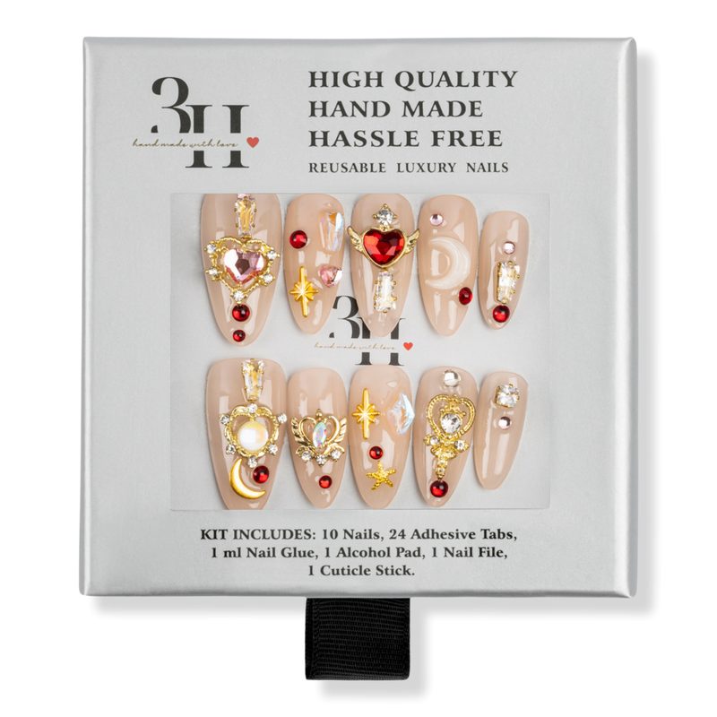 Lunar Bloom Medium Almond Press-On Nails - Xsmall