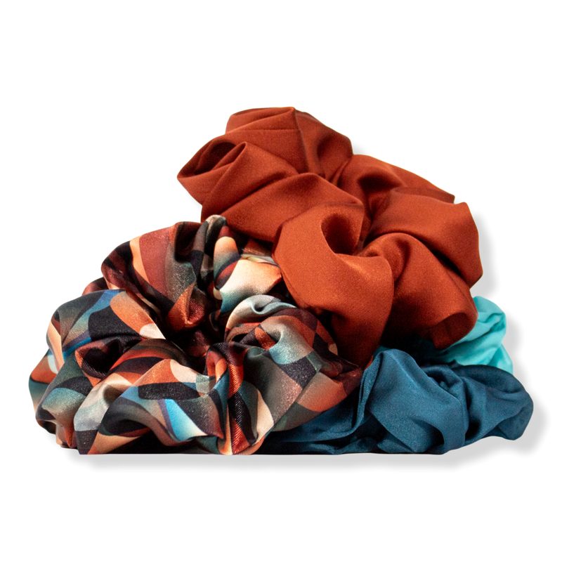Luxe Satin Scrunchies - Cinnamon Swirl Limited Edition - Gold, Brown, Bronze, Beige, Multicolor