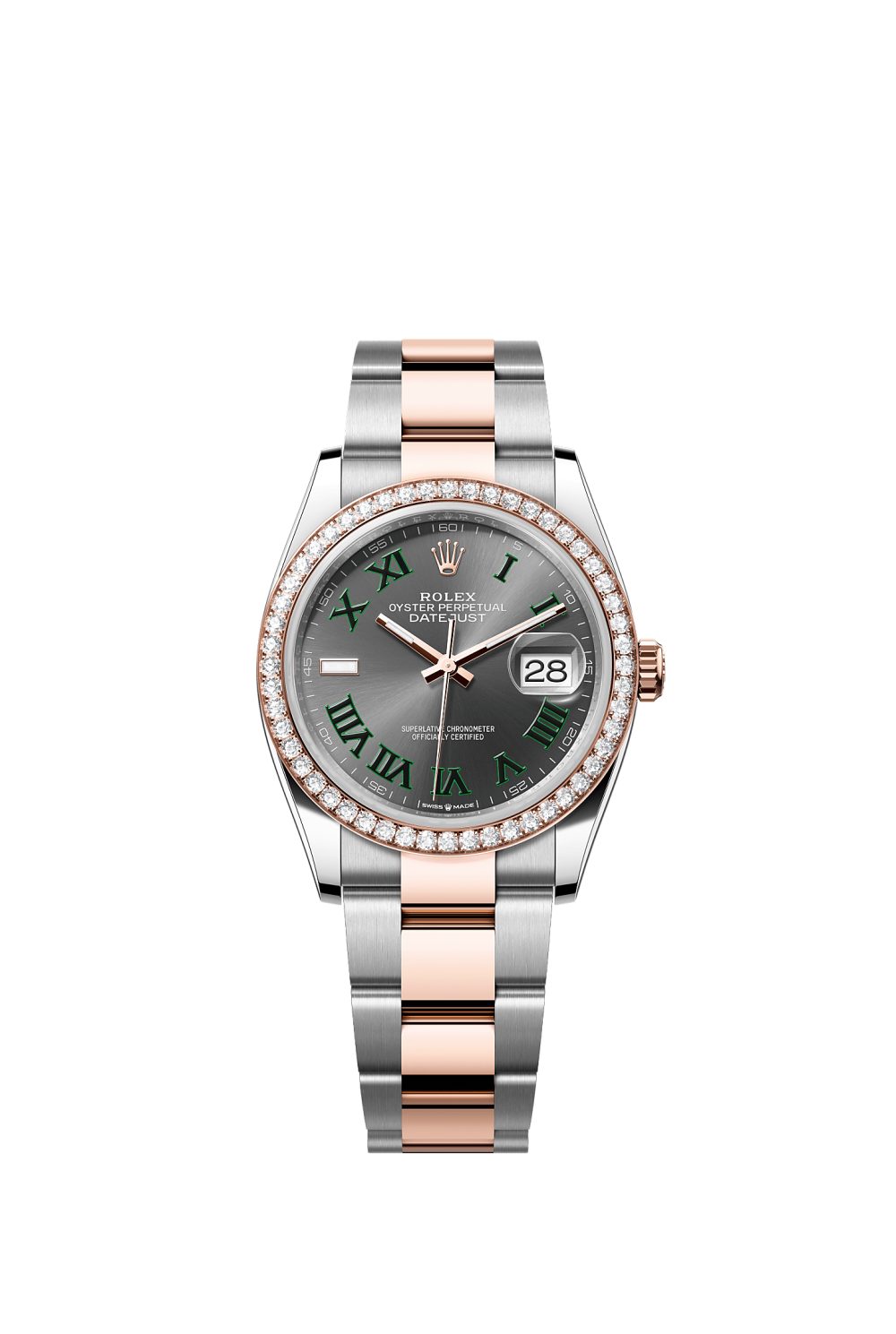 Datejust 36 – Oystersteel, Everose gold and diamonds