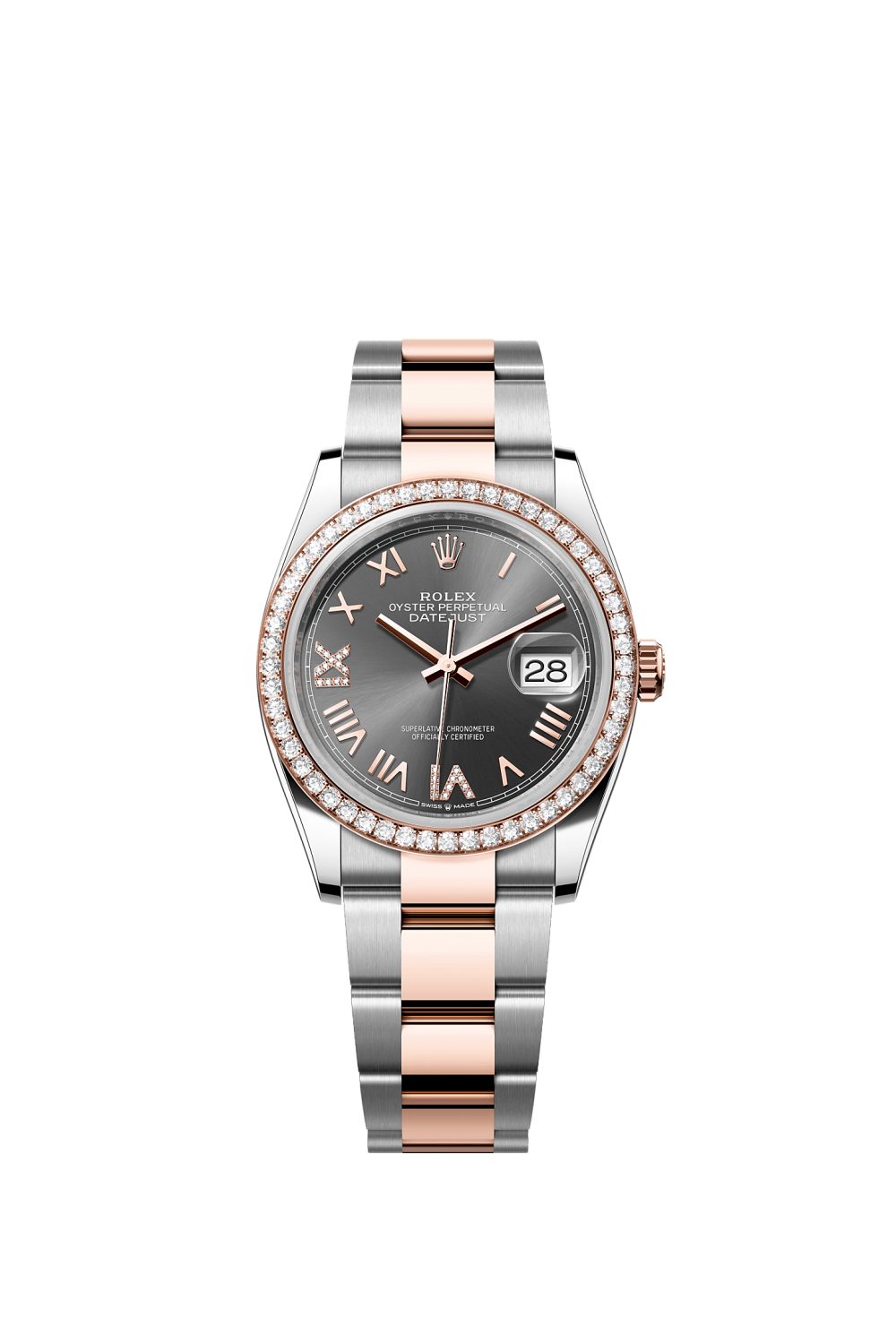 Datejust 36 – Oystersteel, Everose gold and diamonds
