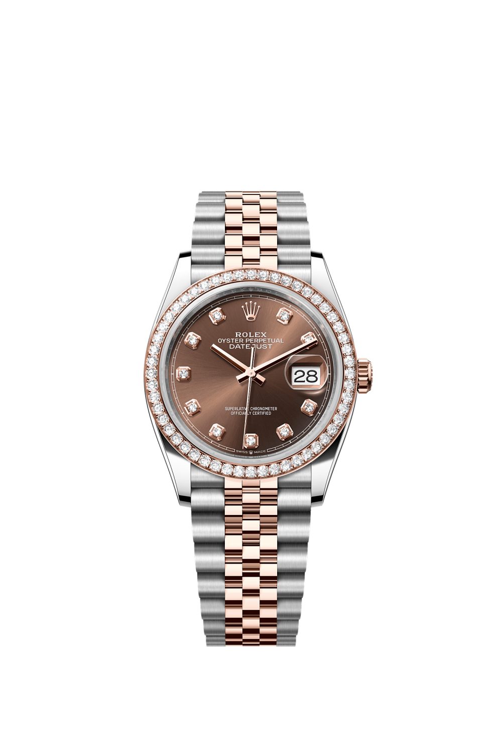 Datejust 36 – Oystersteel, Everose gold and diamonds