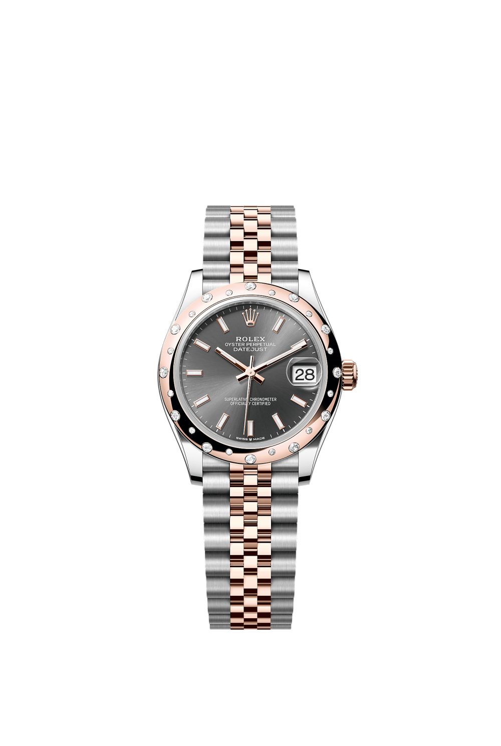 Datejust 31 – Oystersteel, Everose gold and diamonds