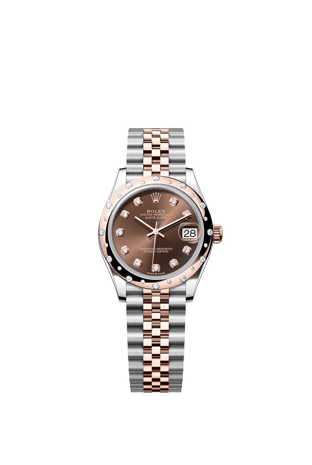 Datejust 31 – Oystersteel, Everose gold and diamonds