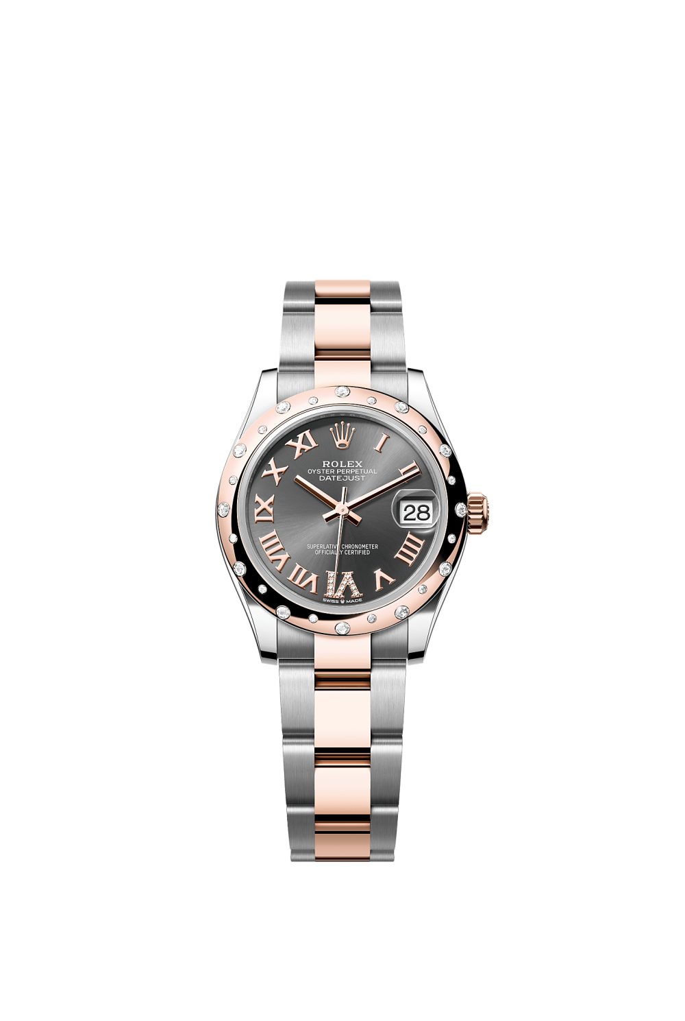 Datejust 31 – Oystersteel, Everose gold and diamonds