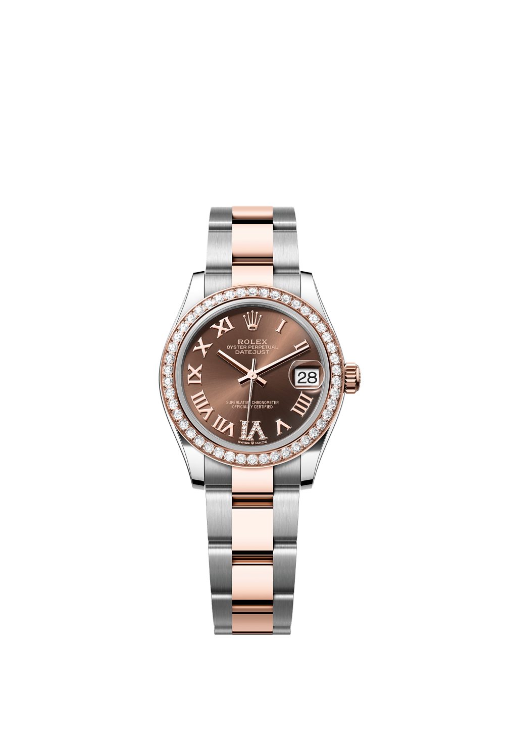 Datejust 31 – Oystersteel, Everose gold and diamonds