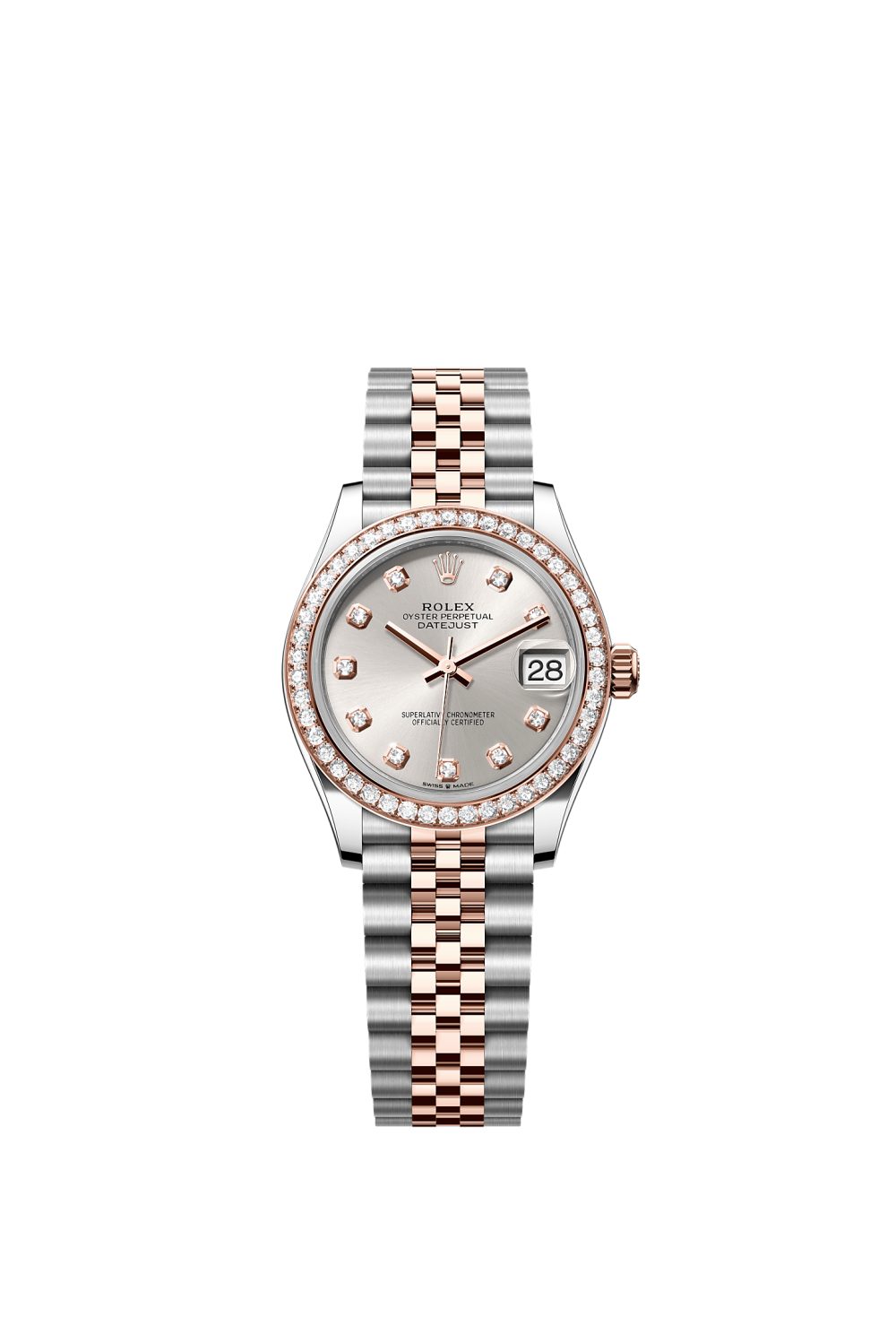 Datejust 31 – Oystersteel, Everose gold and diamonds
