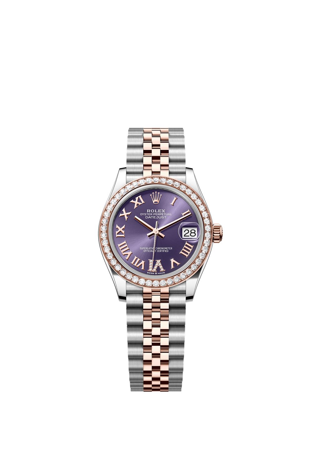Datejust 31 – Oystersteel, Everose gold and diamonds