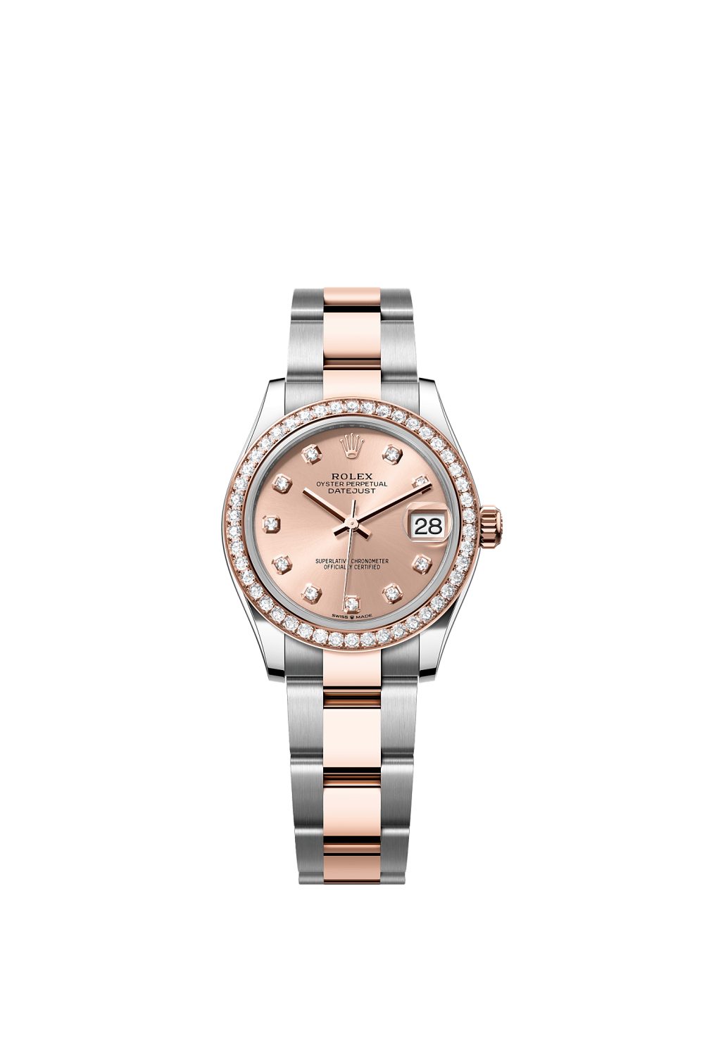 Datejust 31 – Oystersteel, Everose gold and diamonds