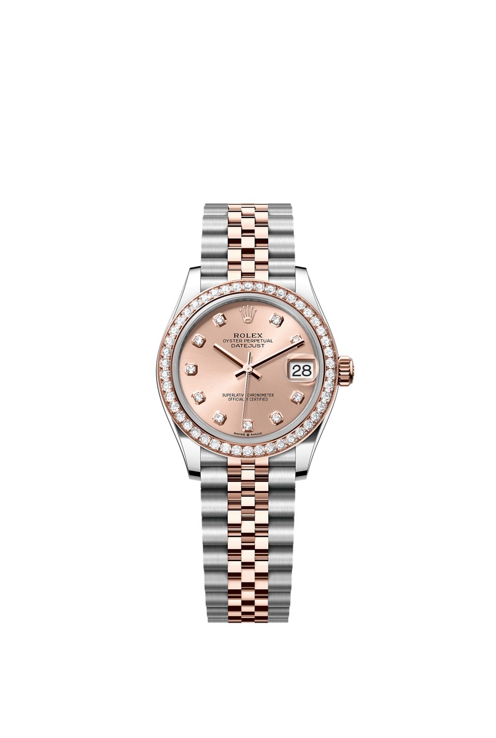 Datejust 31 – Oystersteel, Everose gold and diamonds