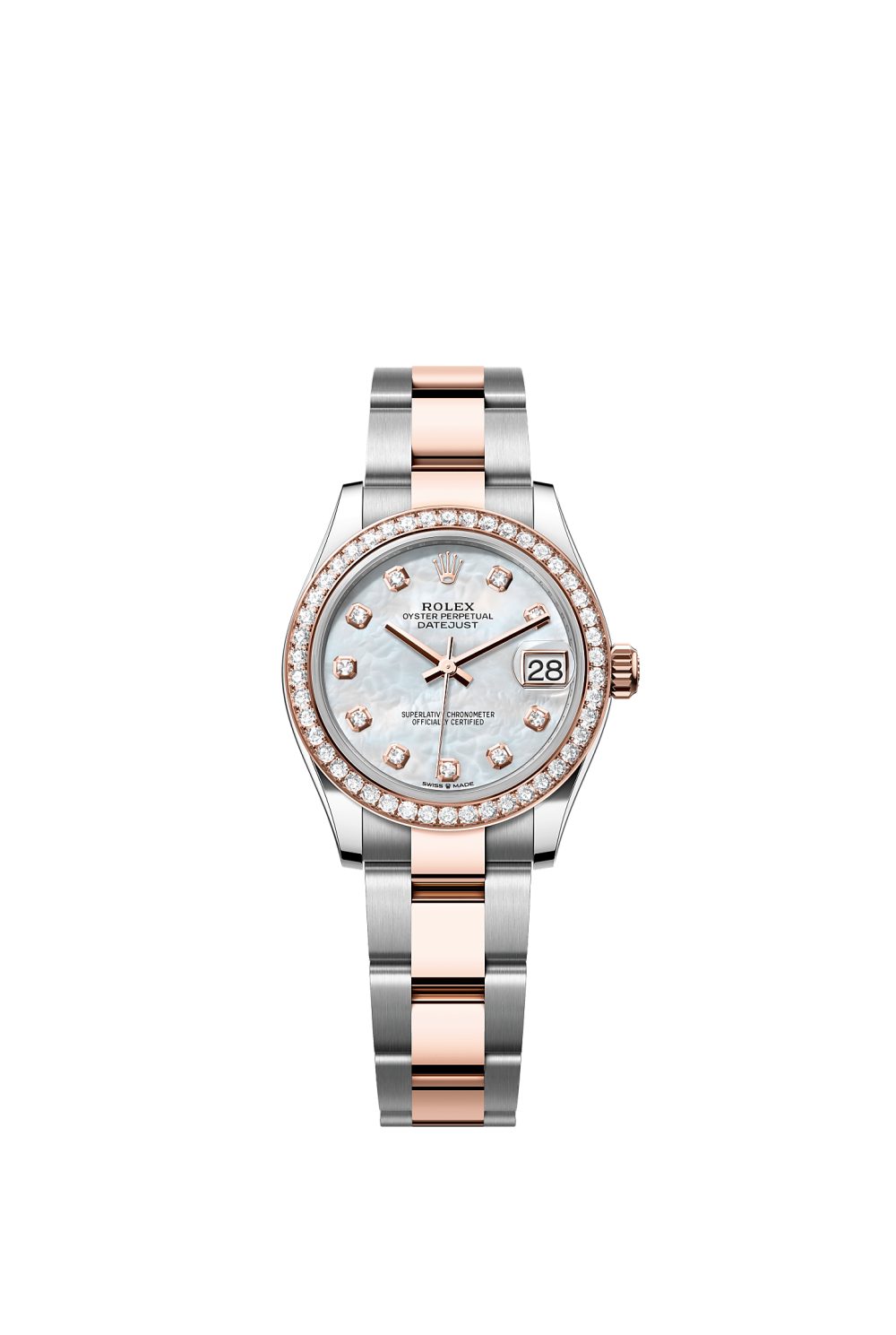 Datejust 31 – Oystersteel, Everose gold and diamonds