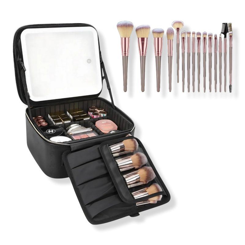 Makeup Case with Brush Set