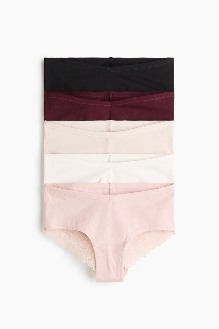 MAMA 5-Pack Lace-Trimmed Cotton Hipster Briefs