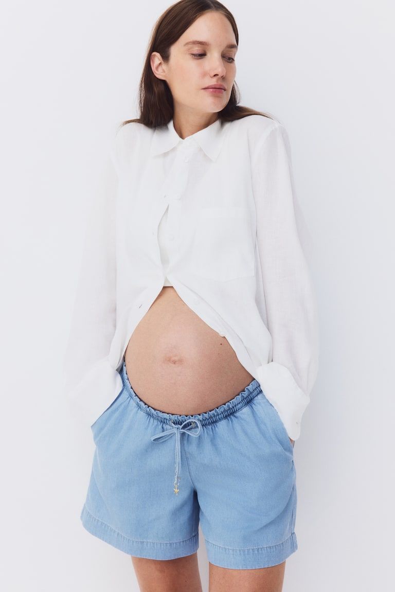 MAMA Denim Drawstring Shorts