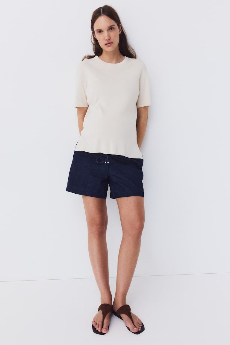 MAMA Denim Drawstring Shorts