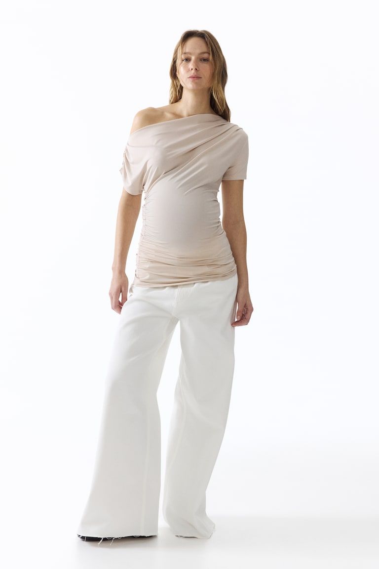 MAMA Draped One-Shoulder Top
