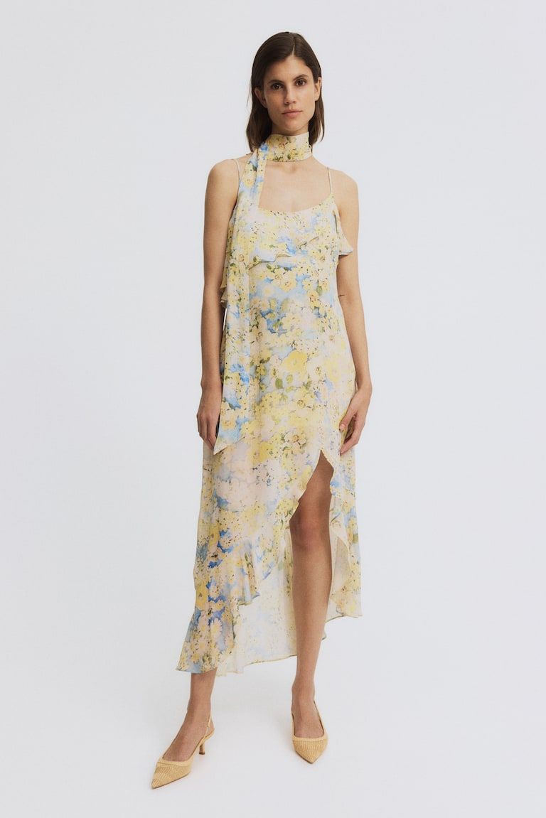 MAMA Flounced Chiffon Dress with Scarf