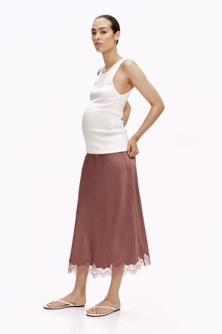MAMA Lace-Trimmed Slip Skirt