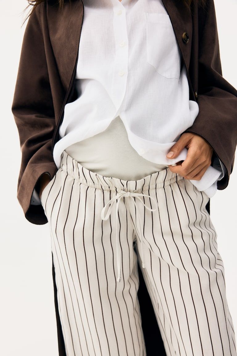 MAMA Linen-Blend Drawstring Pants