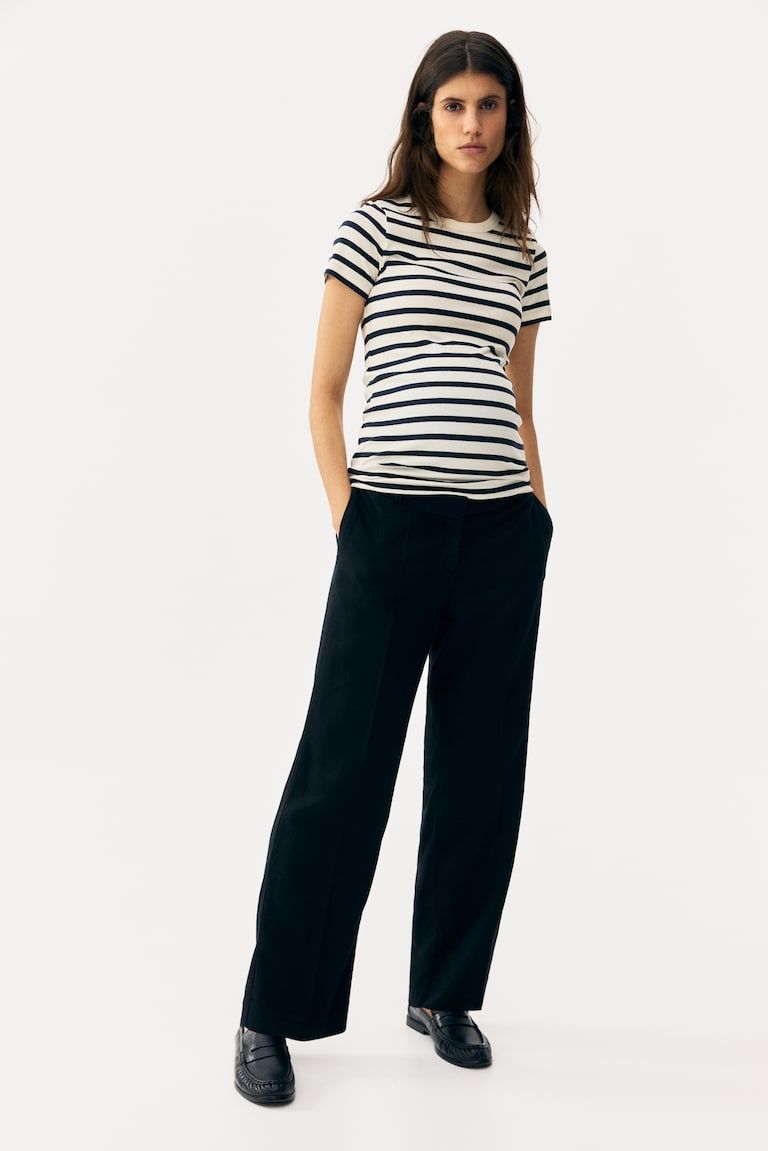 MAMA Linen-Blend Dress Pants