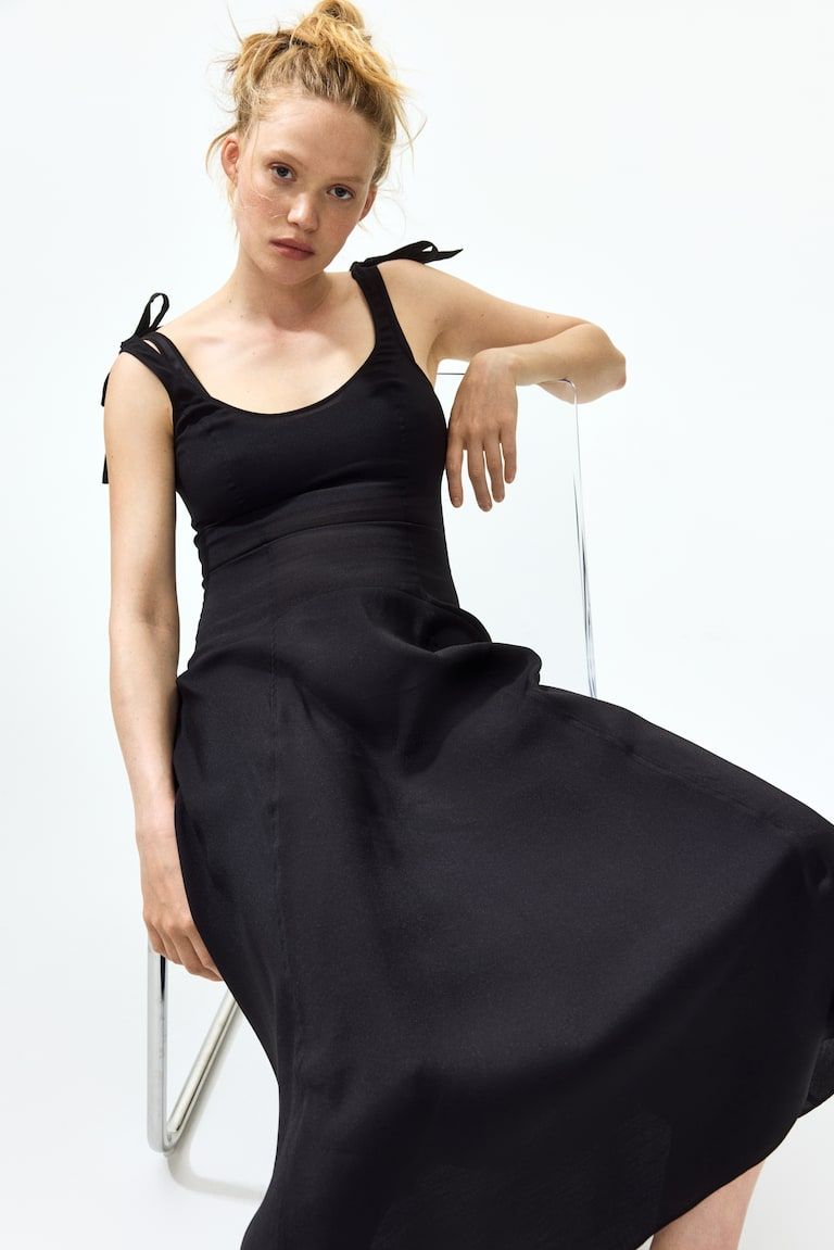 MAMA Nursing Dress with Tie-Top Shoulder Straps