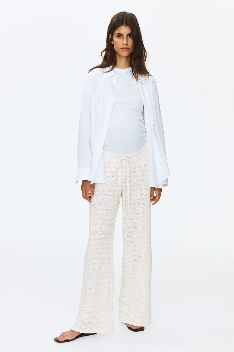 MAMA Pointelle-Knit Drawstring Pants