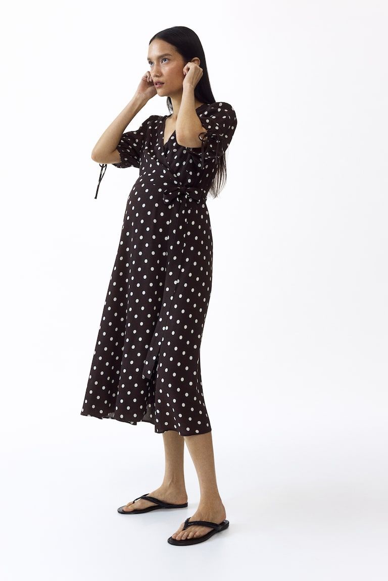 MAMA Puff-Sleeved Wrap Dress