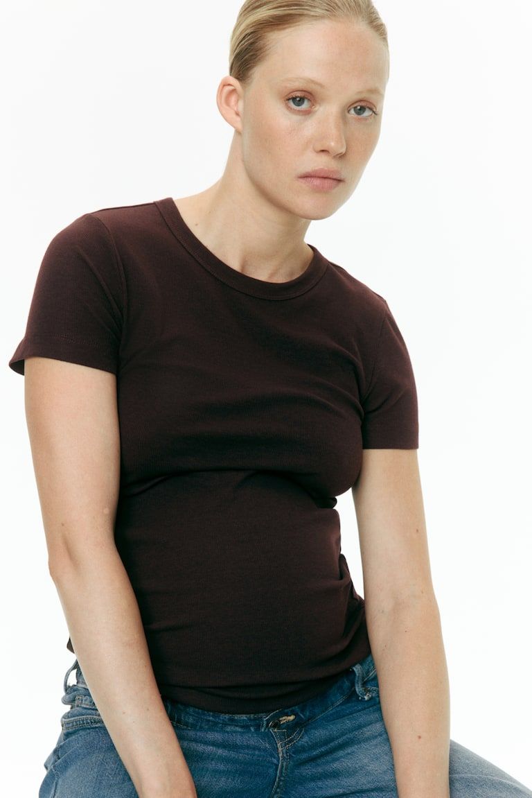 MAMA Ribbed Jersey T-Shirt