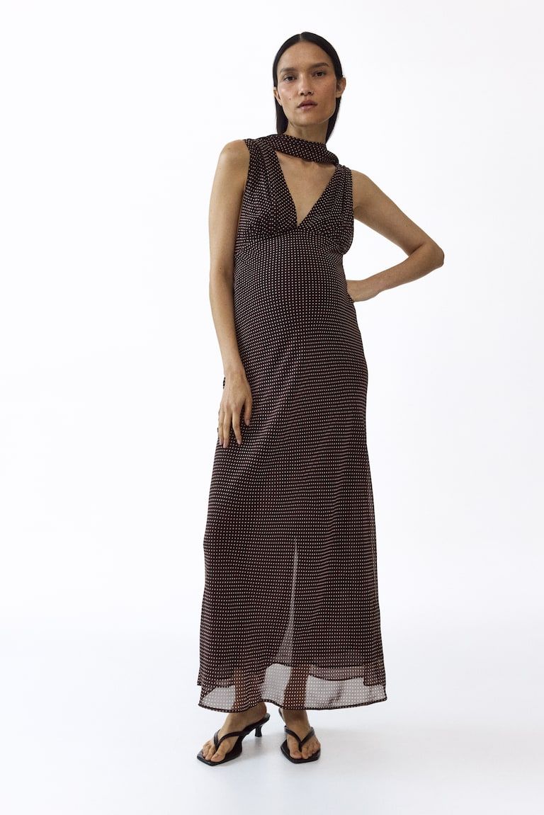 MAMA Scarf-Detail Chiffon Dress
