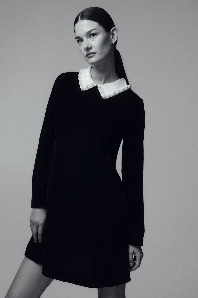 MAMA Velvet Dress with Collar