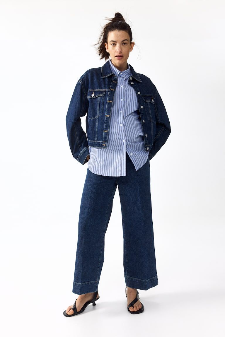 MAMA Wide-Leg High-Waist Ankle Jeans