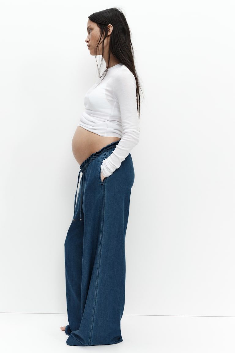 MAMA Wide-Leg Paper-Bag Pants