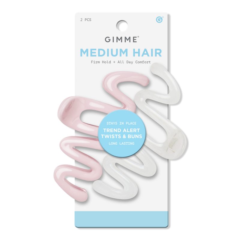 Medium Hair Squiggle 2.0 Claw Clip - Pink/White