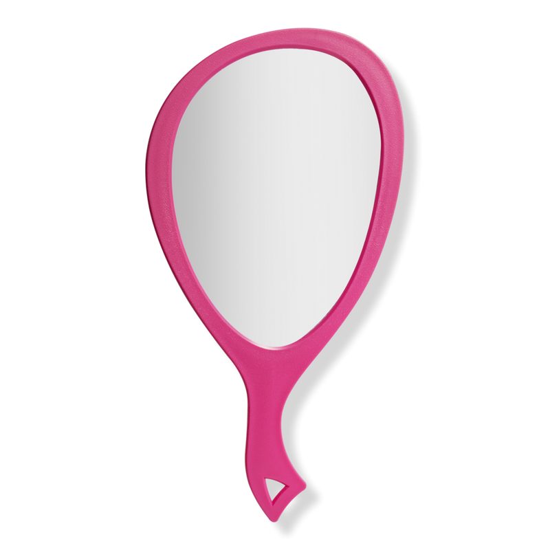 Medium Teardrop Handheld Mirror with Curved Handle - Bright Rose