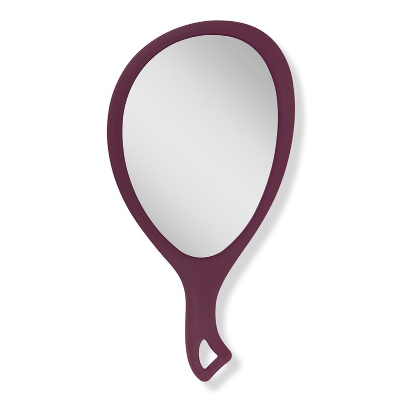 Medium Teardrop Handheld Mirror with Curved Handle - Purple Garnet