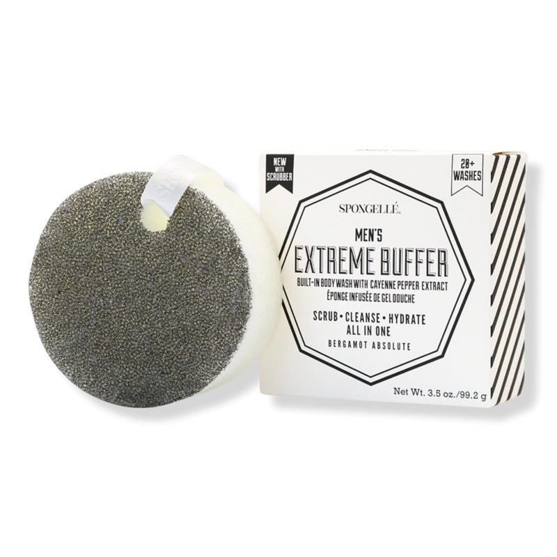 Men's Extreme Buffer Bergamot Absolute Body Wash Infused Exfoliating Body Scrubber 20+ Use