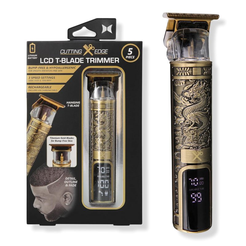 Men’s LCD Zero-Gap T-Blade Hair & Beard Trimmer (Dragon Design)