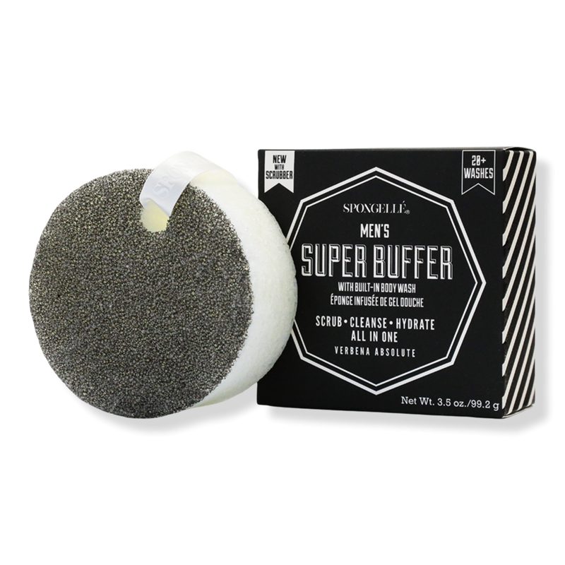 Men's Super Buffer Verbena Absolute Body Wash Infused Exfoliating Body Scrubber 20+ Washes