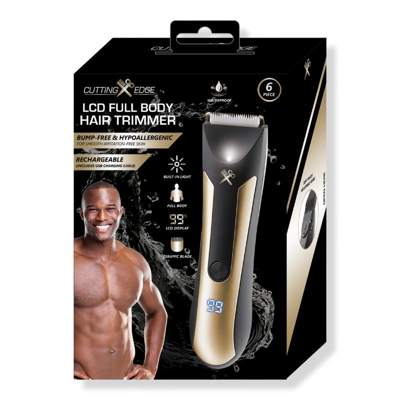 Mens Waterproof Rechargeable LCD Indicator Body Trimmer with Light