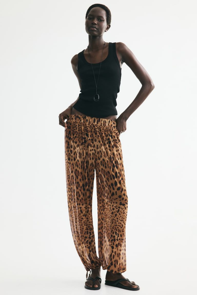 Mesh Balloon-Leg Pants